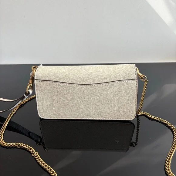 Coach White Pebbled Leather Chain Crossbody Bag - Picture 3 of 5